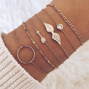 NEWBUY 6Pcs/Set Natural Beads Bracelet Boho Style Gold Heart Turtle Life Tree 8 Infinity Charm Bracelets For Women Girl