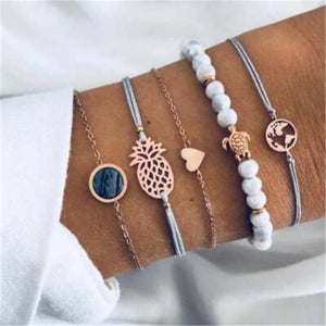 Ahmed 15 Style Bohemian Trendy Bracelet sets for Women Fashion Plain Shell Map Heart Animal Palm Beads Tassel Bracelets Jewelry