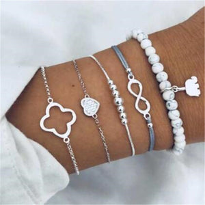 Ahmed 15 Style Bohemian Trendy Bracelet sets for Women Fashion Plain Shell Map Heart Animal Palm Beads Tassel Bracelets Jewelry
