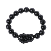 Load image into Gallery viewer, Feng Shui Obsidian Stone Beads Bracelet Men Women Unisex Wristband Gold Black Pixiu Wealth and Good Luck  Women Bracelet